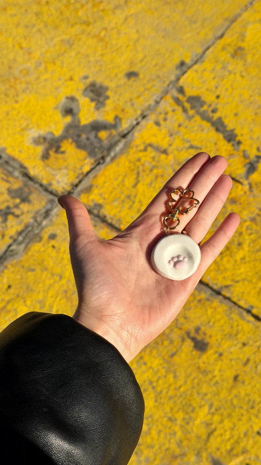 Handmade Polymer Clay Cat Paw Worry Stone Keychain