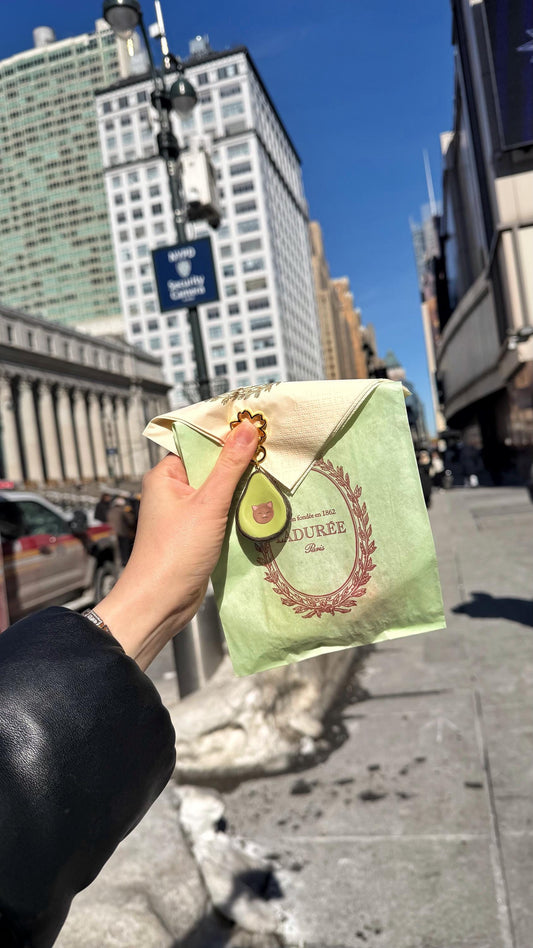 Handmade Avocado Cat Worry Stone Keychain