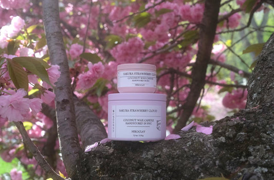 Sakura Strawberry Cloud - Hand-Poured Coconut Candle with Lid