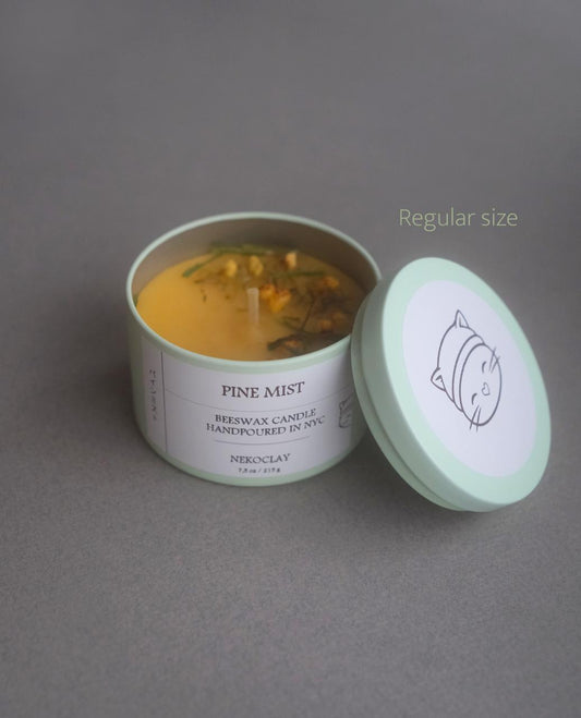 Pine Mist - Hand-Poured Beeswax Candle with Lid