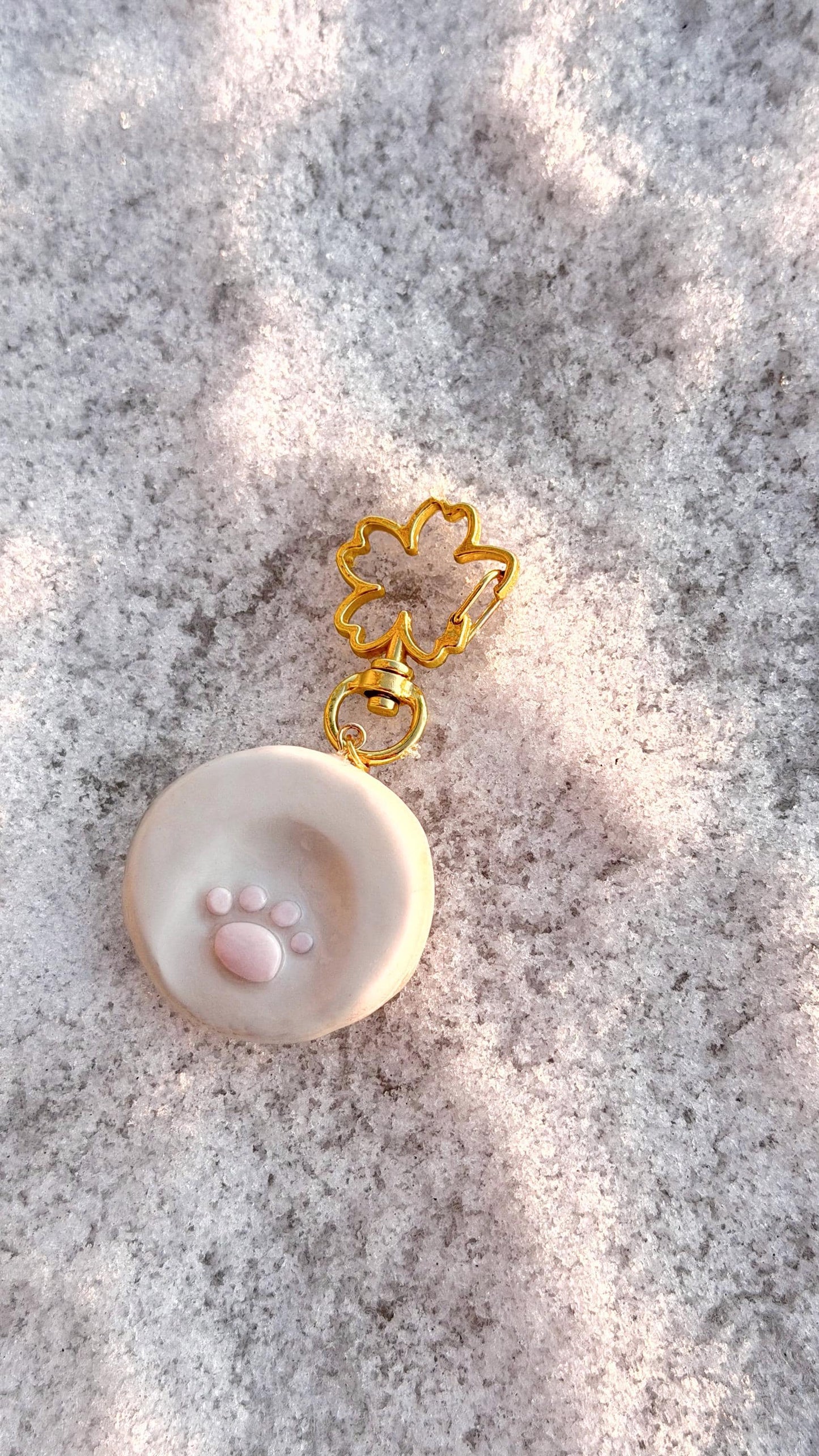 Handmade Polymer Clay Cat Paw Worry Stone Keychain