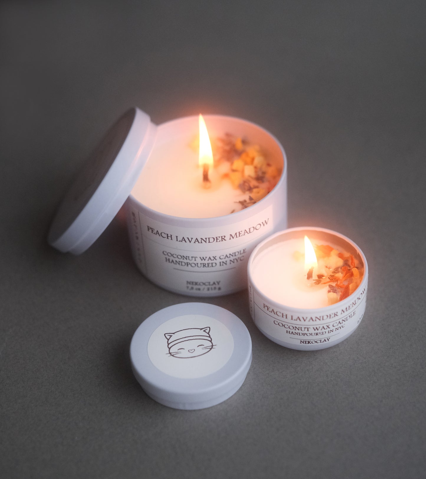 Peach Lavender Meadow - Hand-Poured Coconut Candle with Lid
