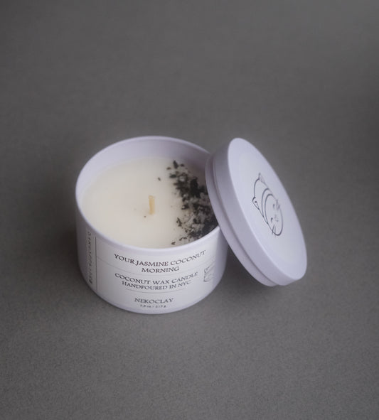Your Jasmine Coconut Morning - Hand-Poured Coconut Candle with Lid