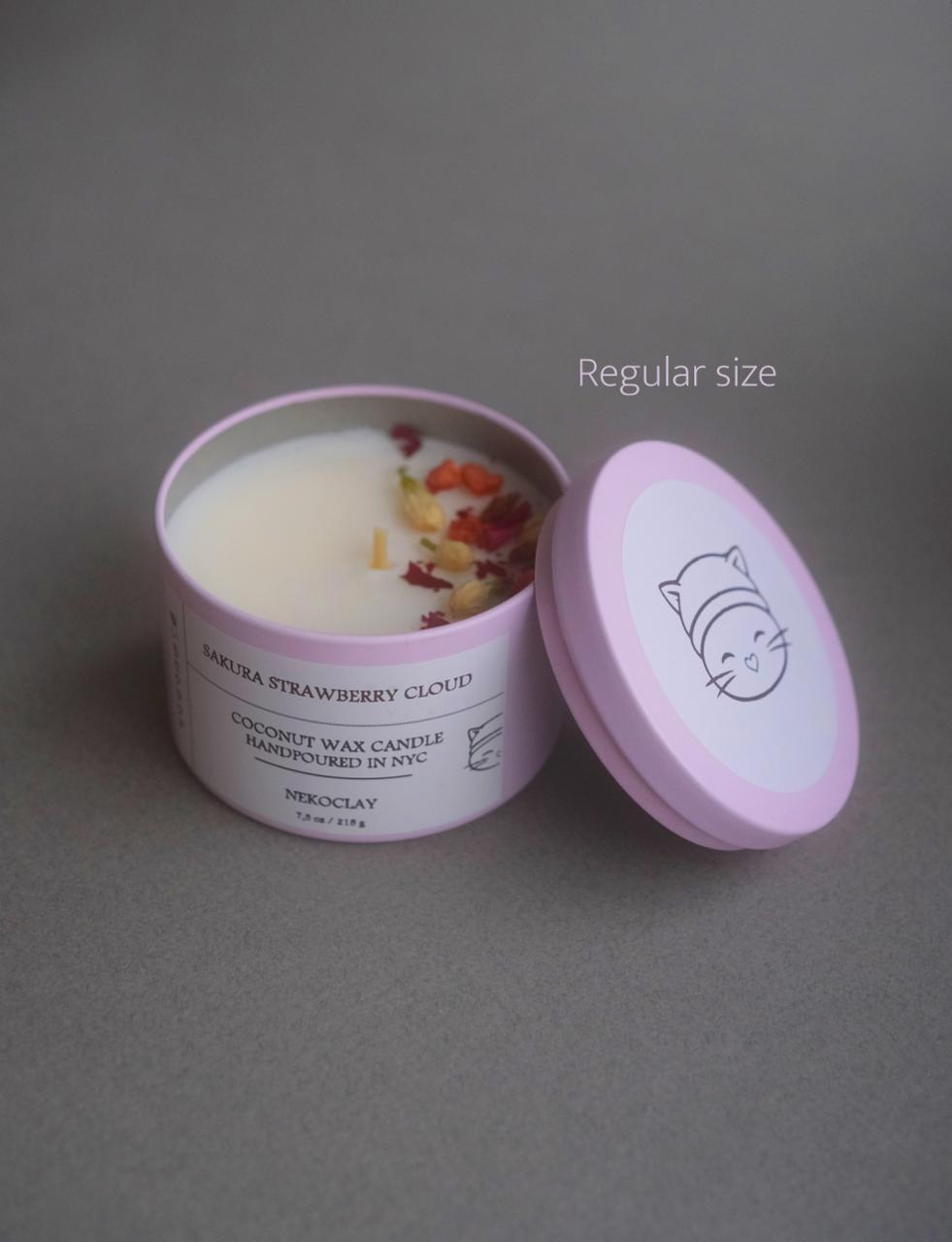 Sakura Strawberry Cloud - Hand-Poured Coconut Candle with Lid