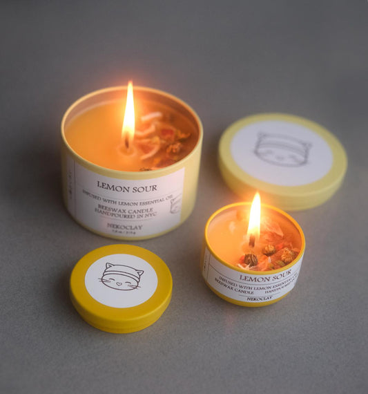 Lemon Sour - Hand-Poured Beeswax Candle with Lid