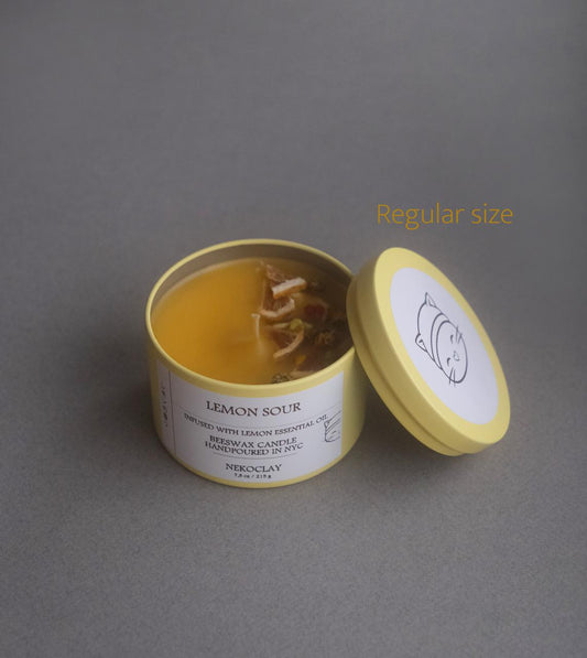 Lemon Sour - Hand-Poured Beeswax Candle with Lid